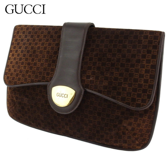 Gucci brown bag GG Bag Shoulder leather suede Mark clutch - Picture 1 of 6